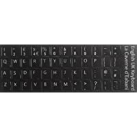 Qwerty Keys Inglés Reino Unido Negro Pegatinas con Letras Blancas adecuados para Cualquier Teclado